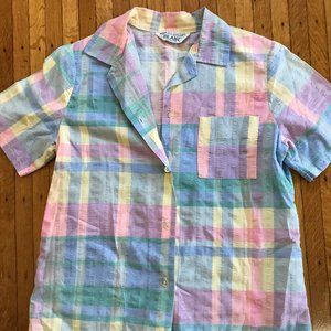 vintage multicolored plaid button shirt